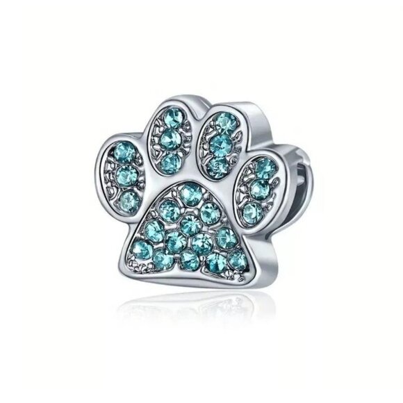x1 Paw Blue Stone Charm DIY For Jewelry Making New - Picture 1 of 2